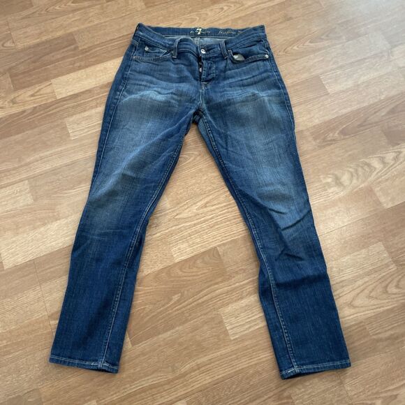 7 FOR ALL MAN KIND Josefina Skinny Boyfriend Dark Blue Wash Denim Jeans Size 25 - Picture 10 of 11